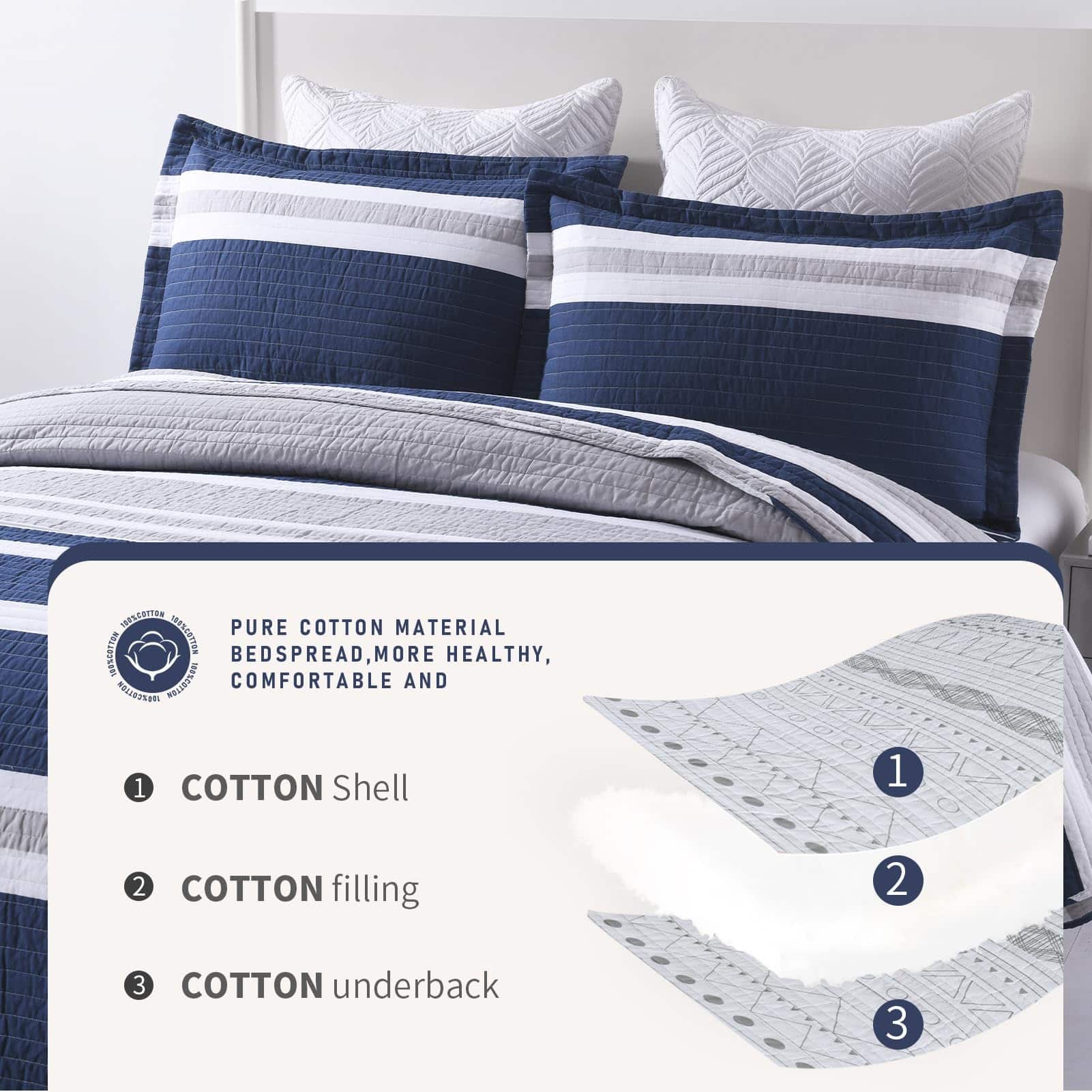 Colcha de Rey Finlonte Navy 100% Algodón, Colcha de Rey - Imagen 6