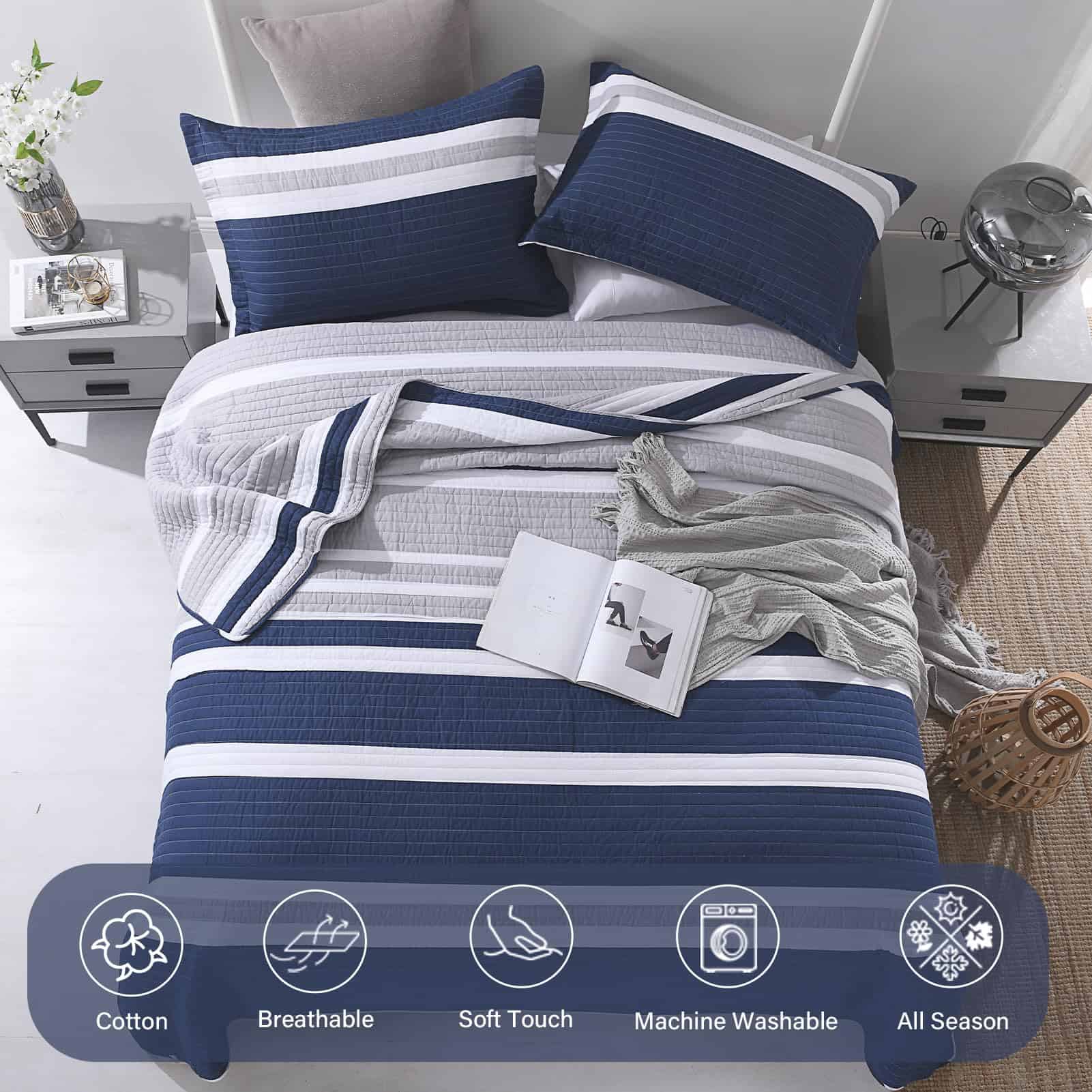 Colcha de Rey Finlonte Navy 100% Algodón, Colcha de Rey - Imagen 4