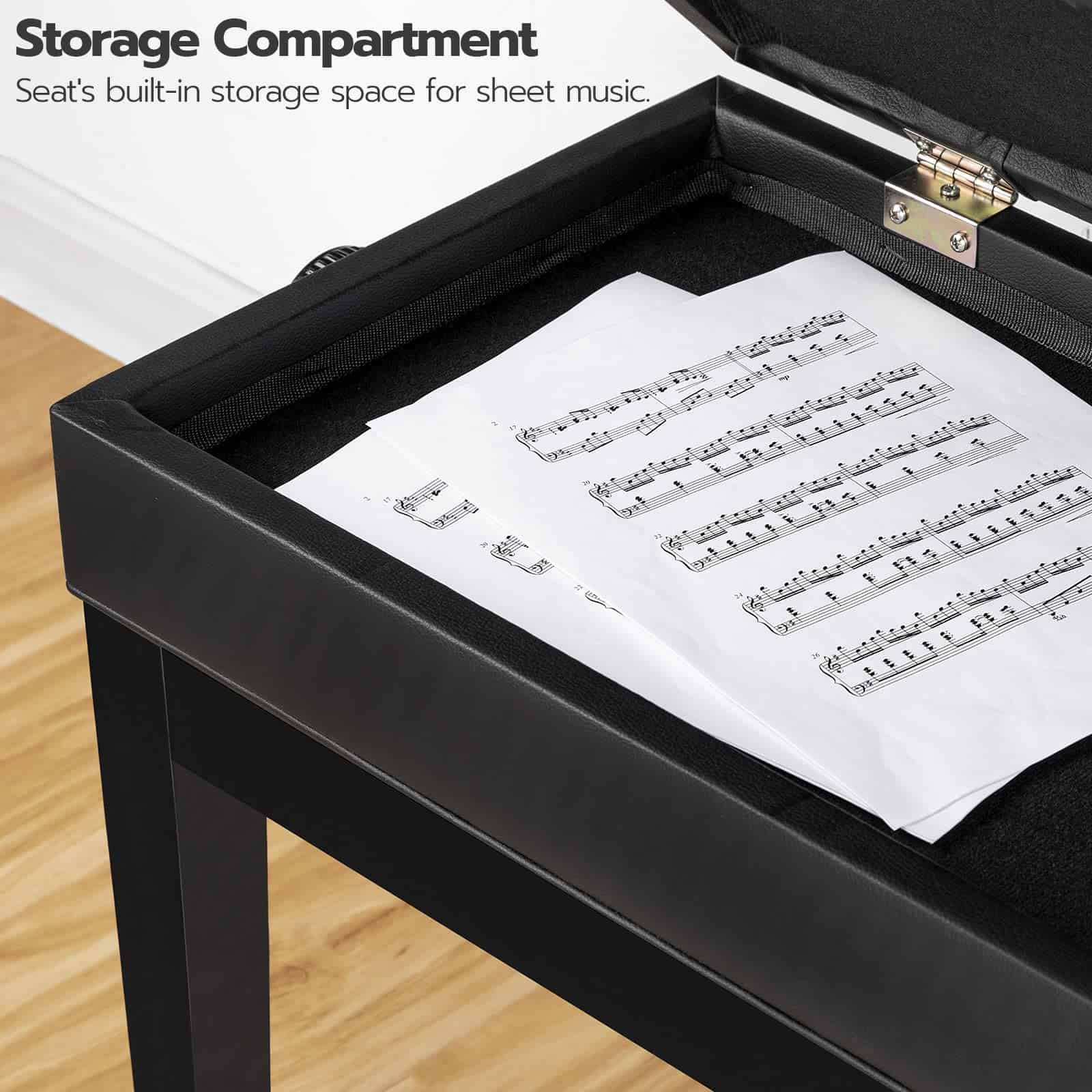 HOOBRO Banco de Piano Ajustable con Cojín Acolchado y - Imagen 7