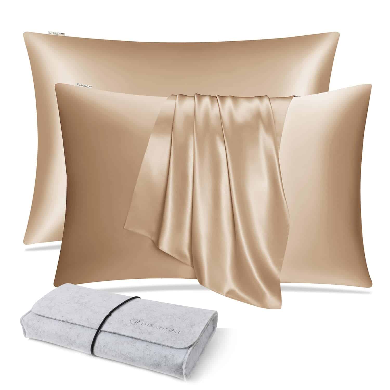 Funda de almohada de seda 100% natural para el -Dorado