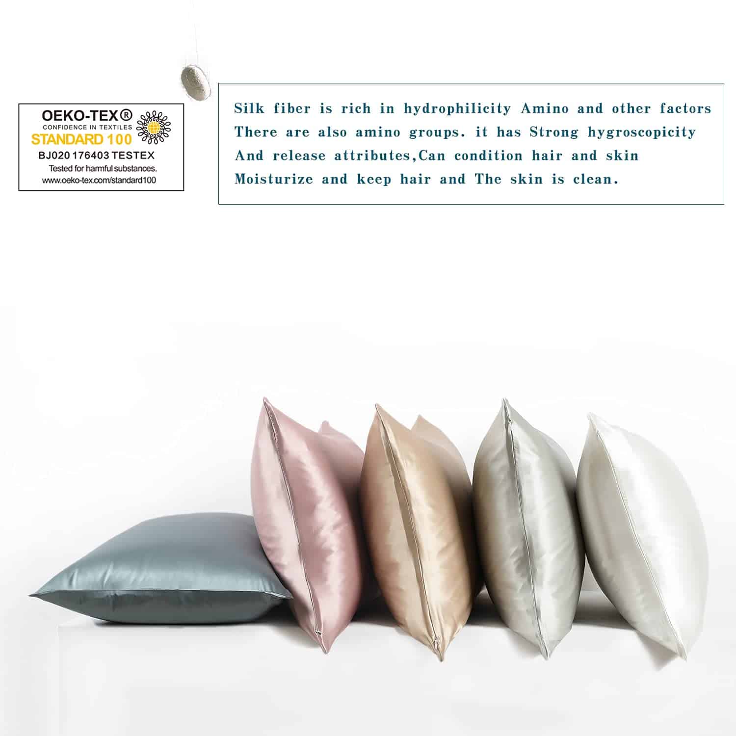 Funda de almohada de seda 100% natural para el -Dorado - Imagen 8