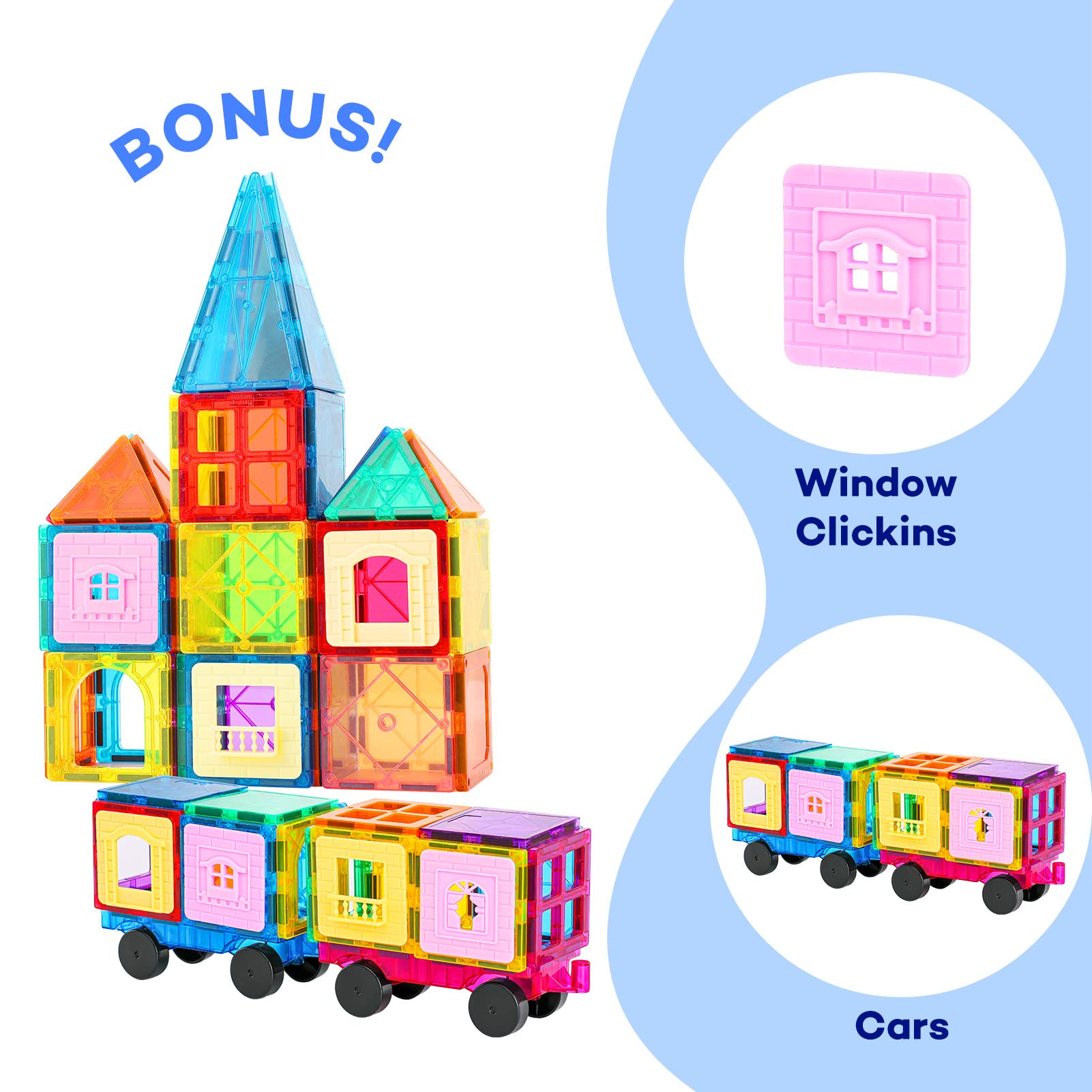 Anbalulu Magnetic Tiles, 100 Piezas Bloques Magnéticos para - Imagen 6