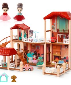 NOVSPER Casa de Muñecas, Juguetes de Niña Dollhouse con 2