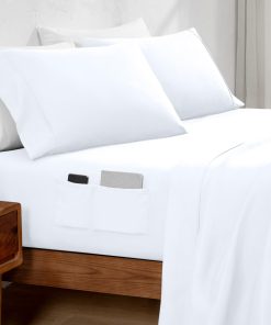 Juego de sábanas Queen Bare Home Dual Pocket - -Blanco