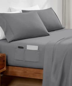 Juego de sábanas Queen Bare Home Dual Pocket - -Gris