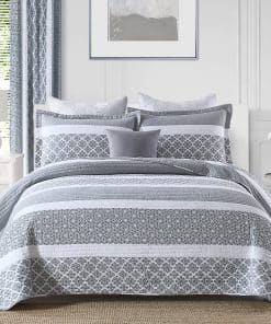 Juego de Colcha King Finlonte con Rayas, Colcha de Algodón