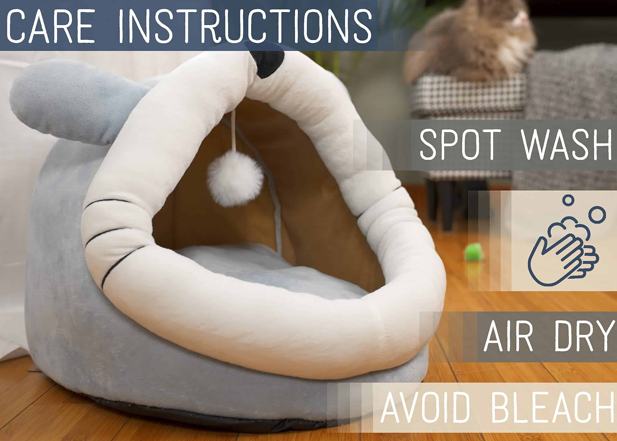 Cama de cueva de peluche de 15 pulgadas con forma de cara - Imagen 5