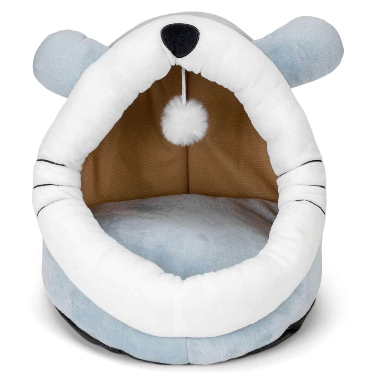 Cama de cueva de peluche de 15 pulgadas con forma de cara