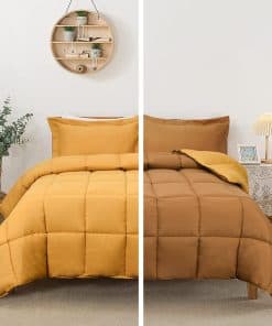 Juego de 3 piezas de edredón reversible amarillo mostaza