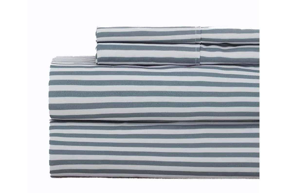 Juego de sábanas con rayas gris para cama Queen - 4 piezas - Imagen 3