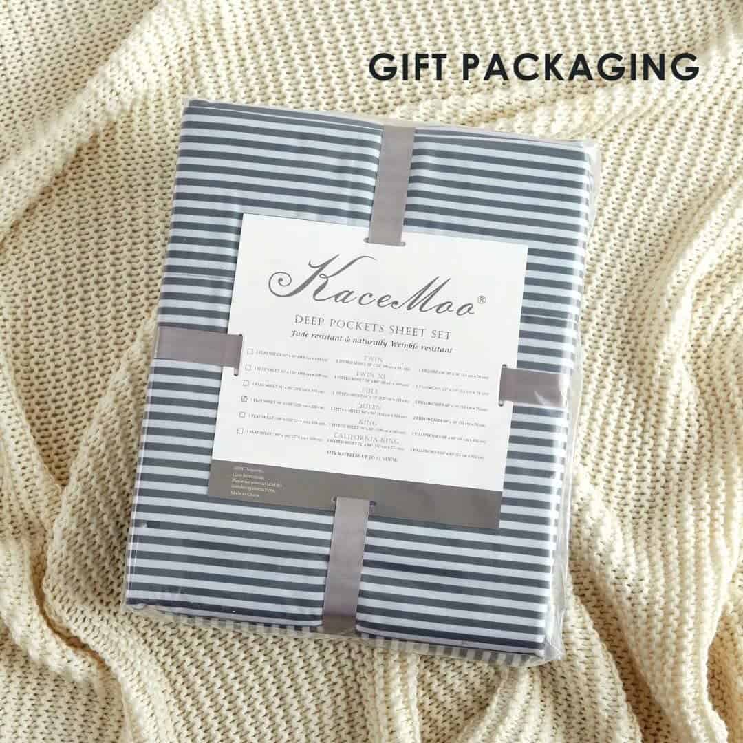 Juego de sábanas con rayas grises tamaño King 4 piezas - - Imagen 8