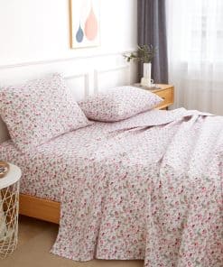 Juego de Sábanas Queen KACEMOO 4PC estampadas en rosa