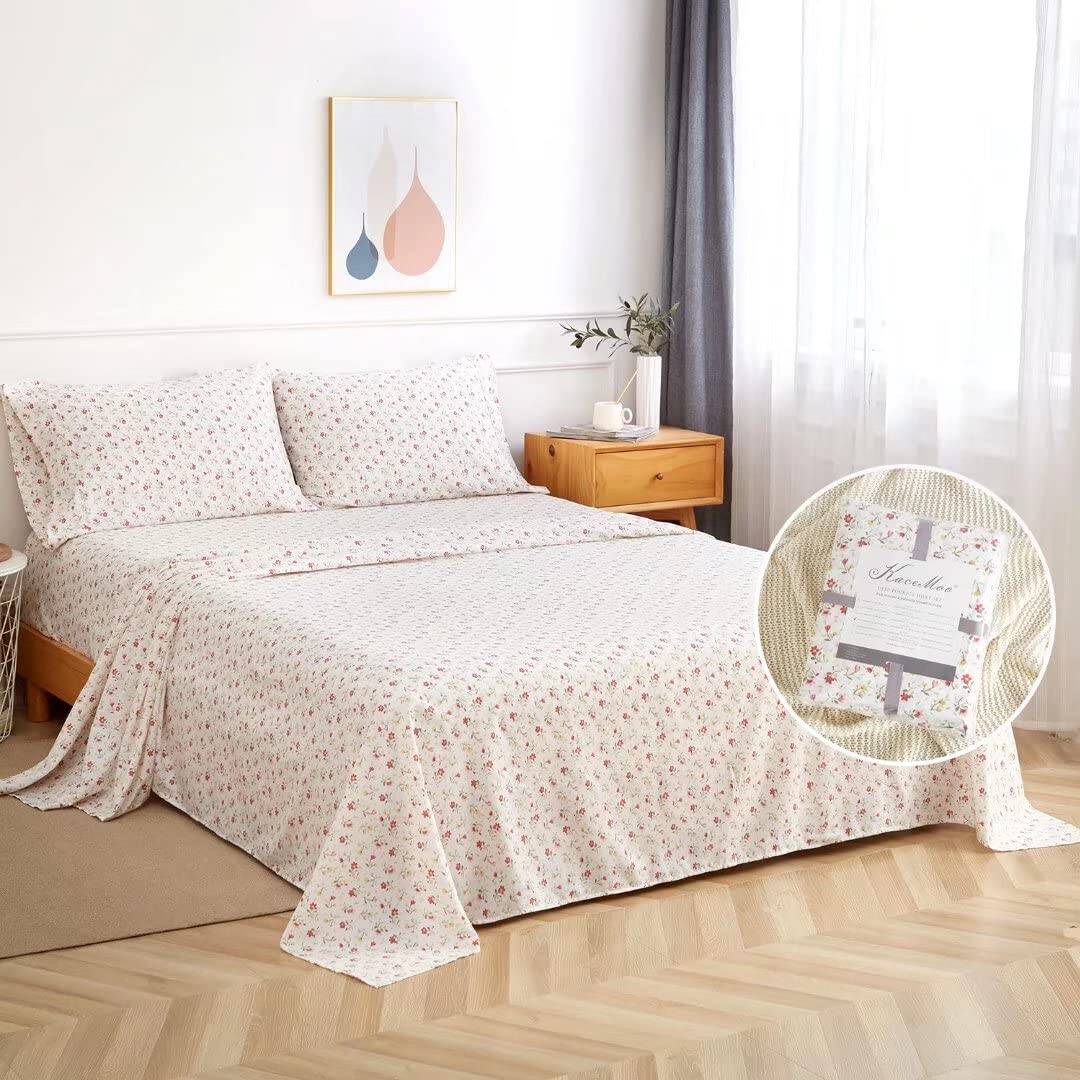 Juego de sábanas California King 4PC Estampado Rojo Patrón - Imagen 8