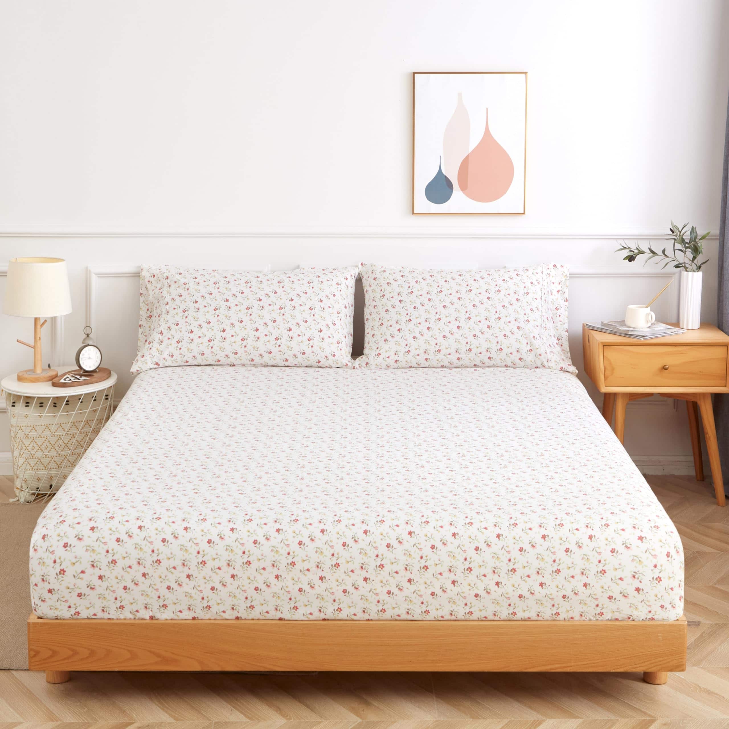 Juego de sábanas California King 4PC Estampado Rojo Patrón - Imagen 6