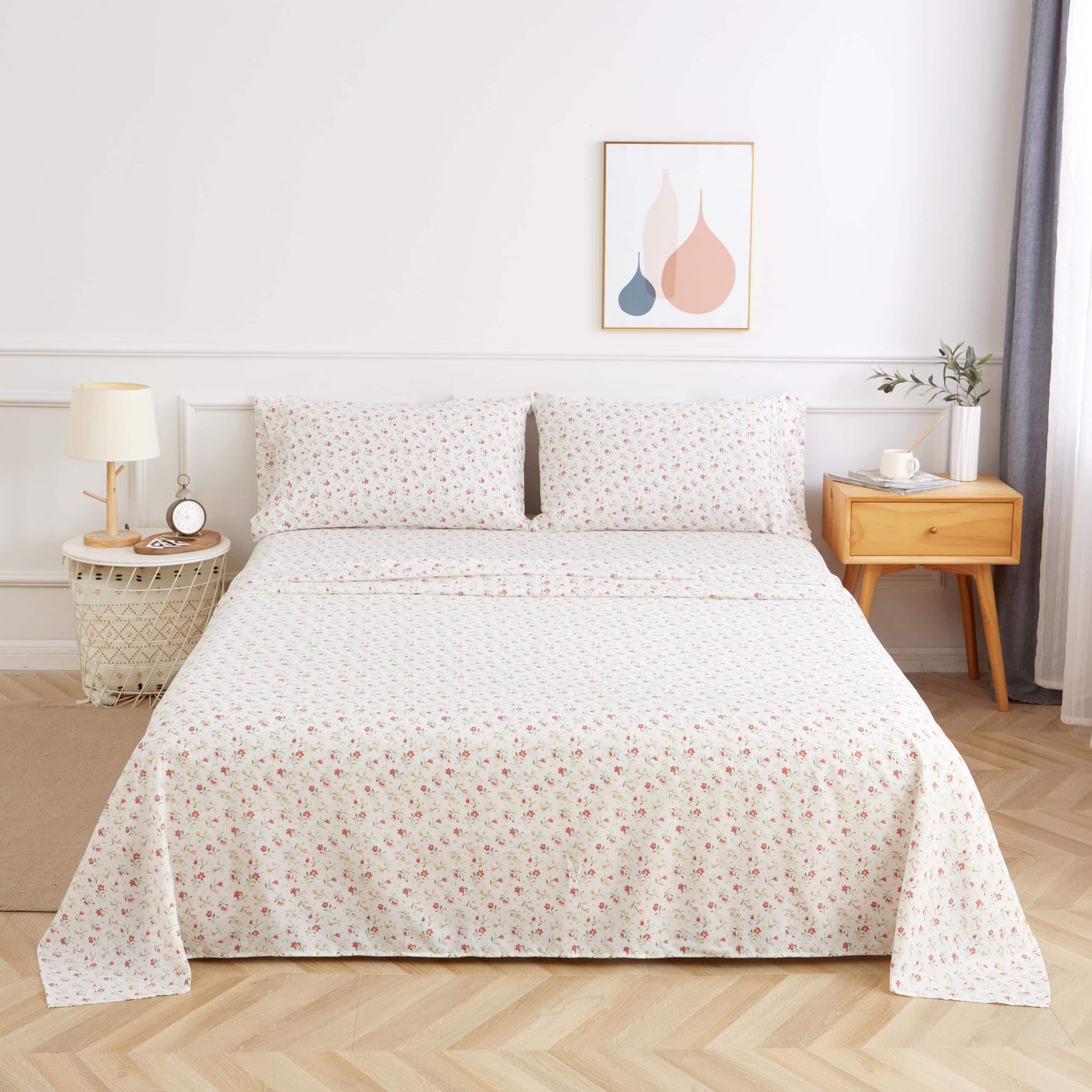 Juego de sábanas California King 4PC Estampado Rojo Patrón - Imagen 3