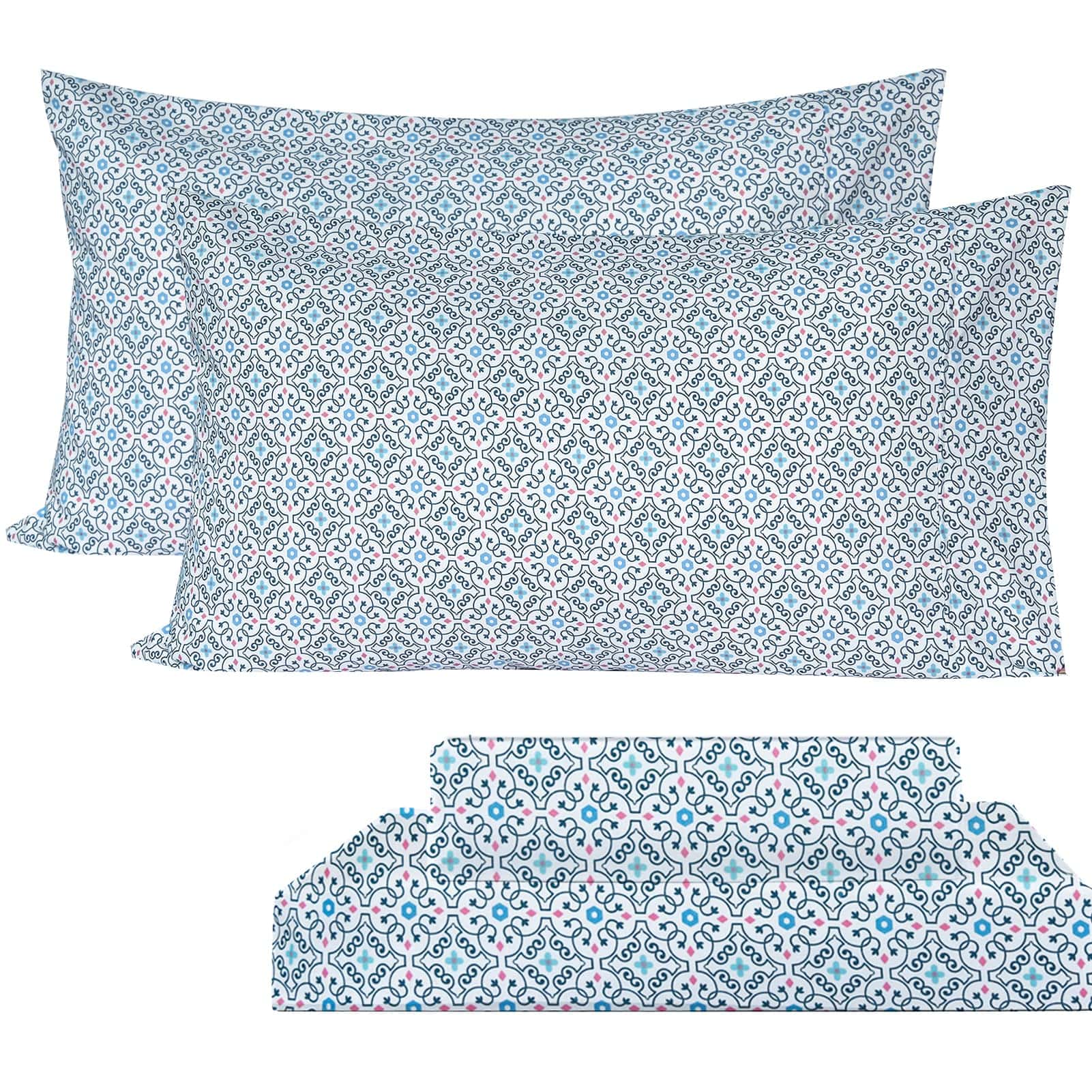 Juego de Sábanas Estampadas Azules KACEMOO Queen Juego de