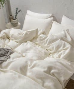 Juego de funda de edredón tamaño Queen de lino y algodón