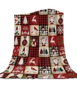 Manta de Navidad de Cuadros Rojo Merry Christmas Súper