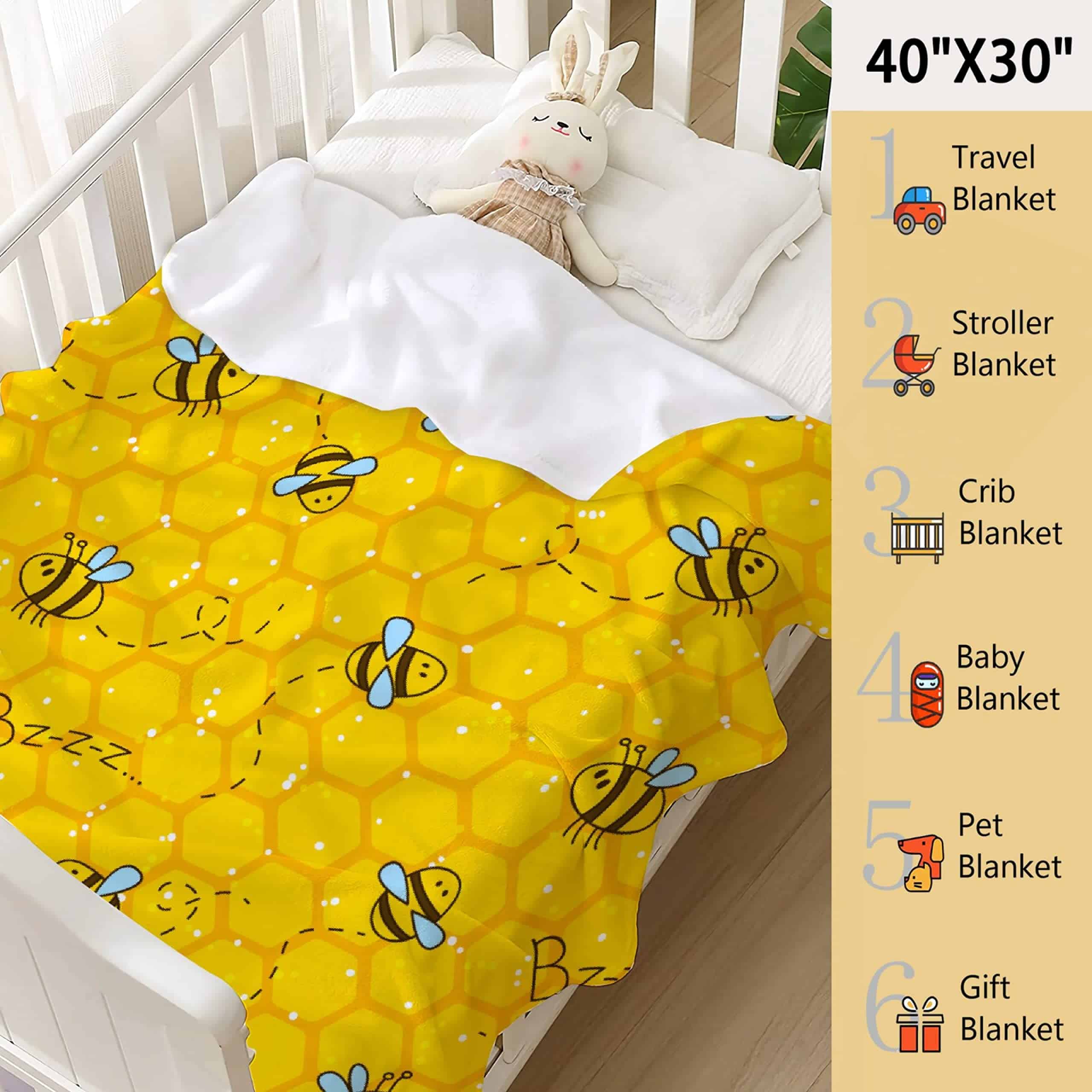 Mantas de Abeja Cute Amarilla Honeycomb para Sofá Cama - Imagen 4