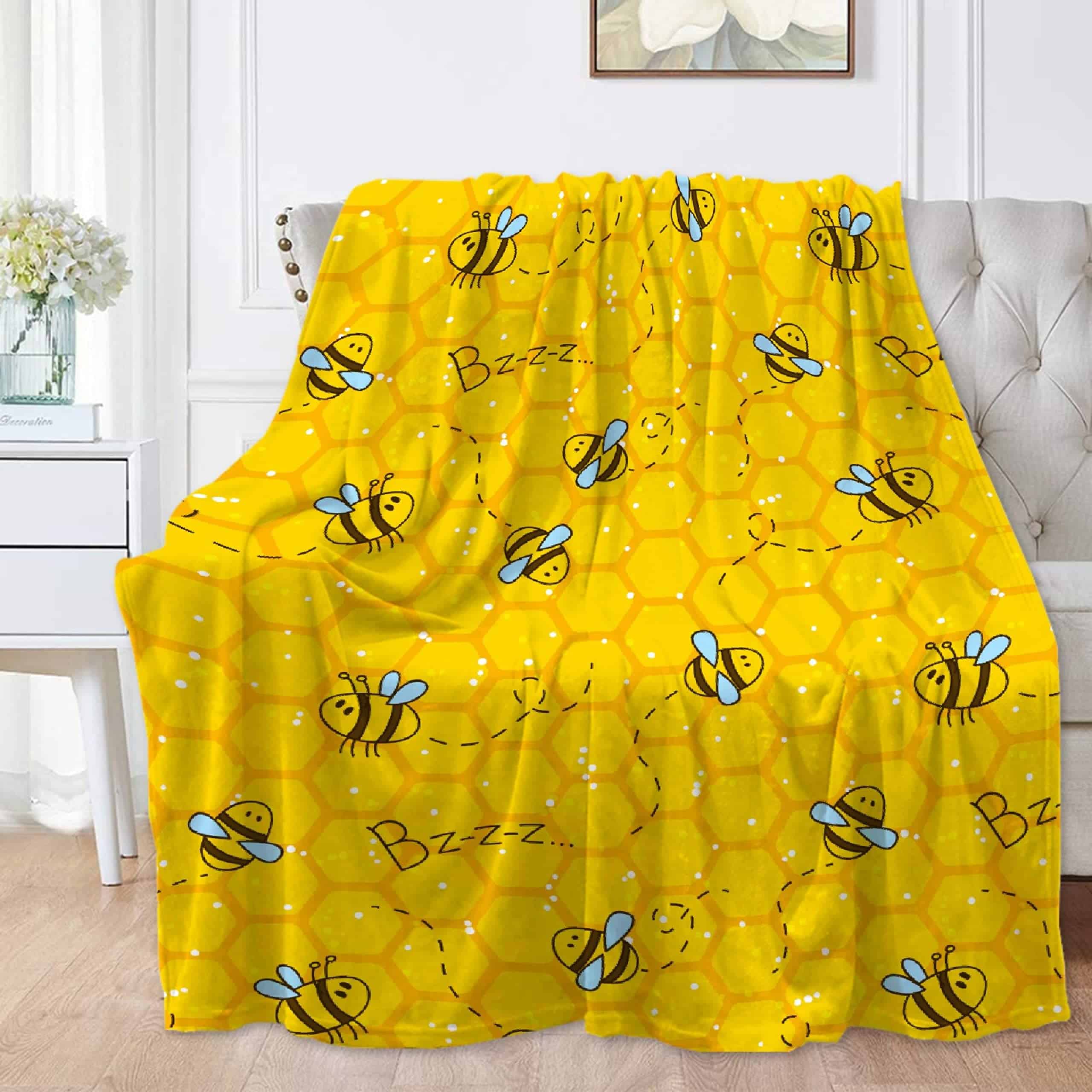 Mantas de Abeja Cute Amarilla Honeycomb para Sofá Cama