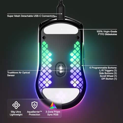 SteelSeries Aerox 3 - Holey RGB Ratón Gaming - Diseño - Imagen 4