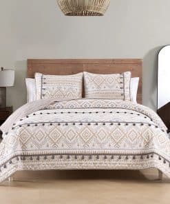 Juego de Colcha Boho Style Beige para Cama Individual con