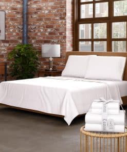 Juego de sábanas 100% algodón Twin, sábanas blancas