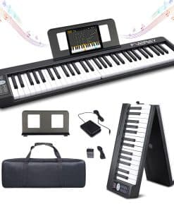 Teclado de Piano Plegable FVEREY, 61 Teclas Semipesadas,