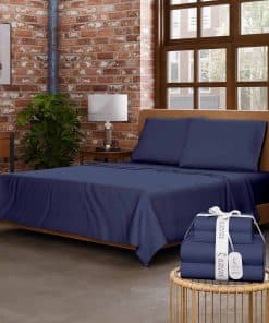 Juego de sábanas de algodón orgánico Twin XL, Azul Oscuro