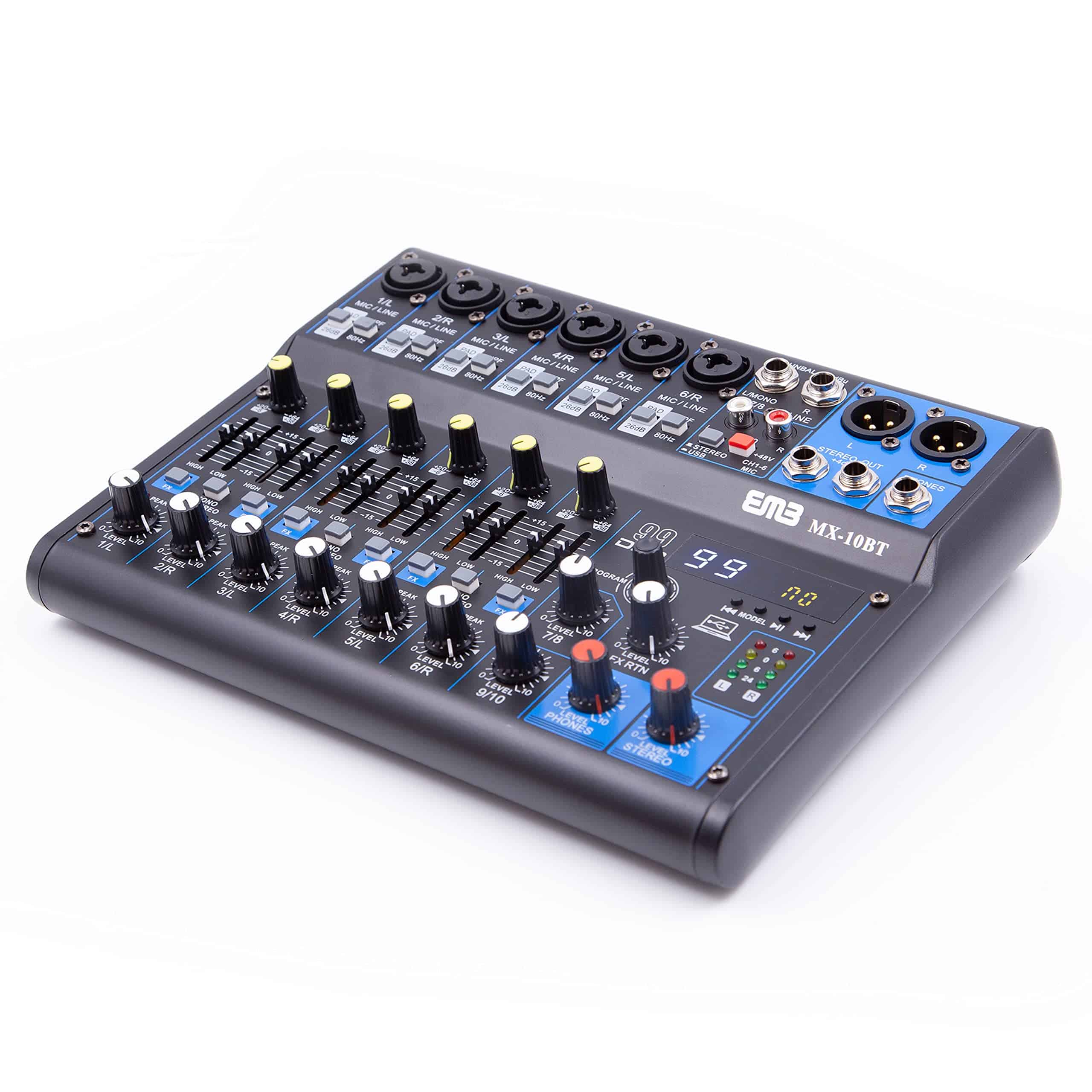 EMB MX10BT 99 DSP Mezclador de Audio de 10 Canales Consola