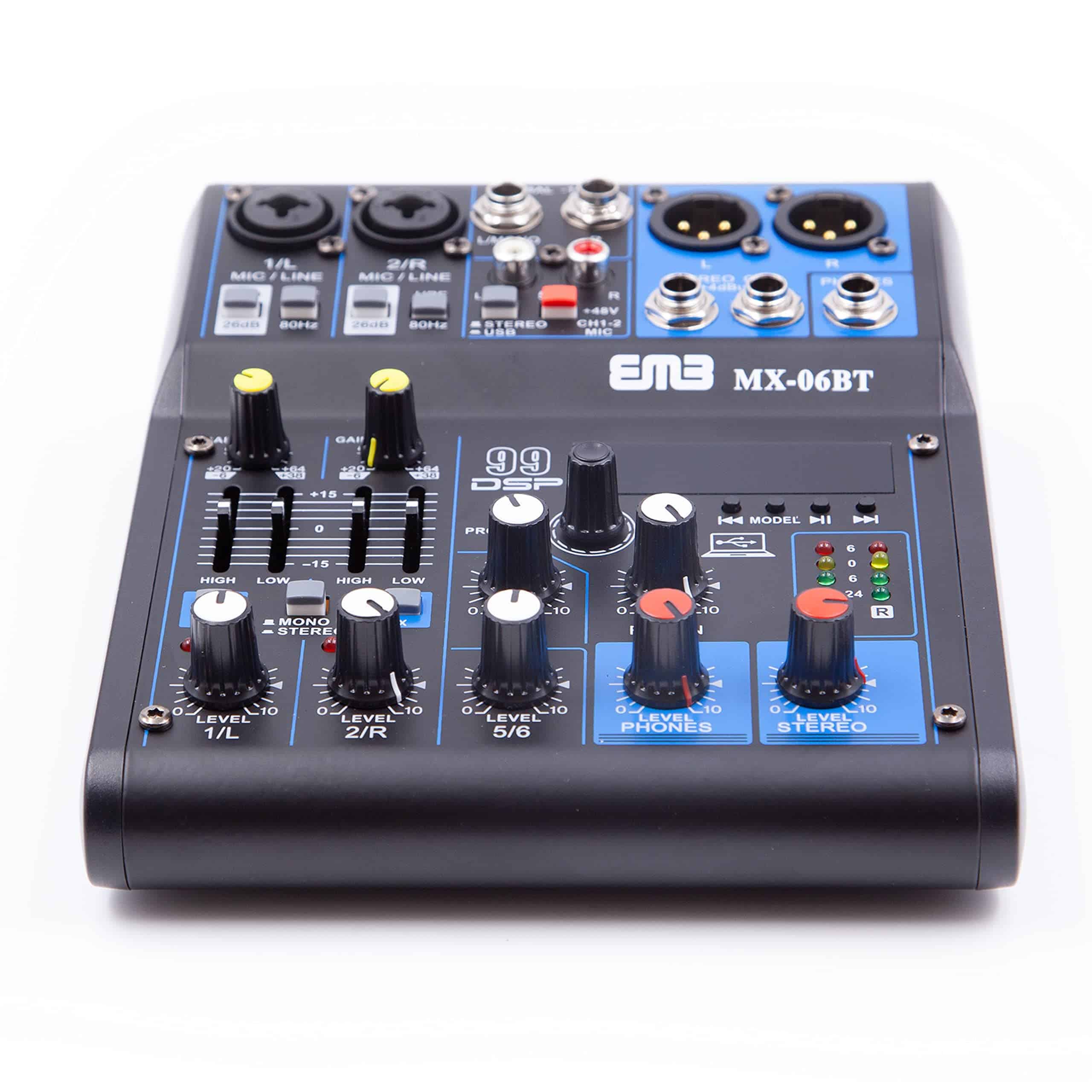 Mezcladora de Audio de 6 Canales EMB MX06BT 99 DSP con - Imagen 7