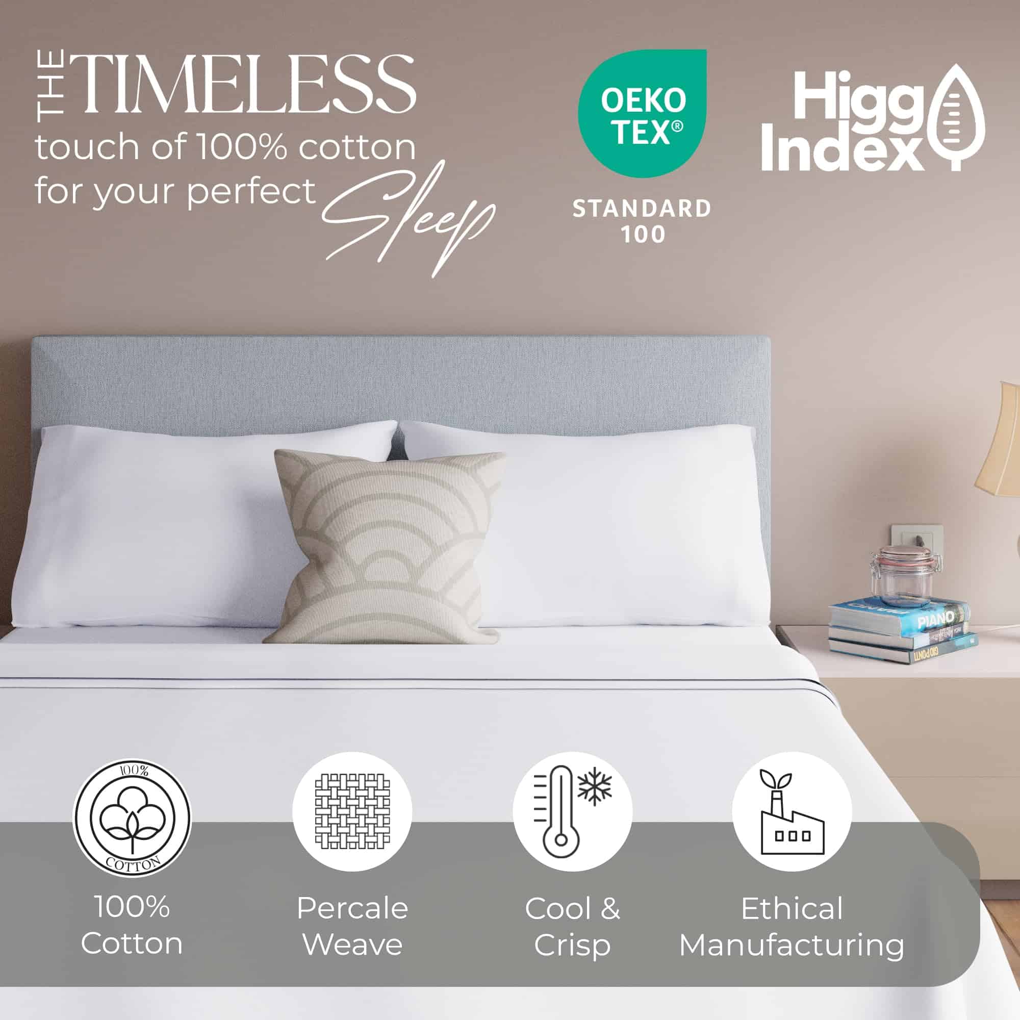 Juego de Sábanas 100% Algodón Twin Arctic White SUPREME - Imagen 4