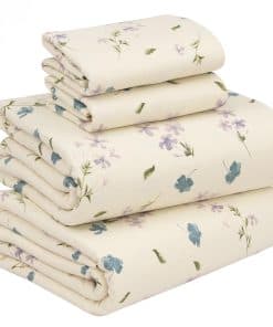 Juego de Sábanas de Franela RUVANTI Tamaño -Crema con Estamp