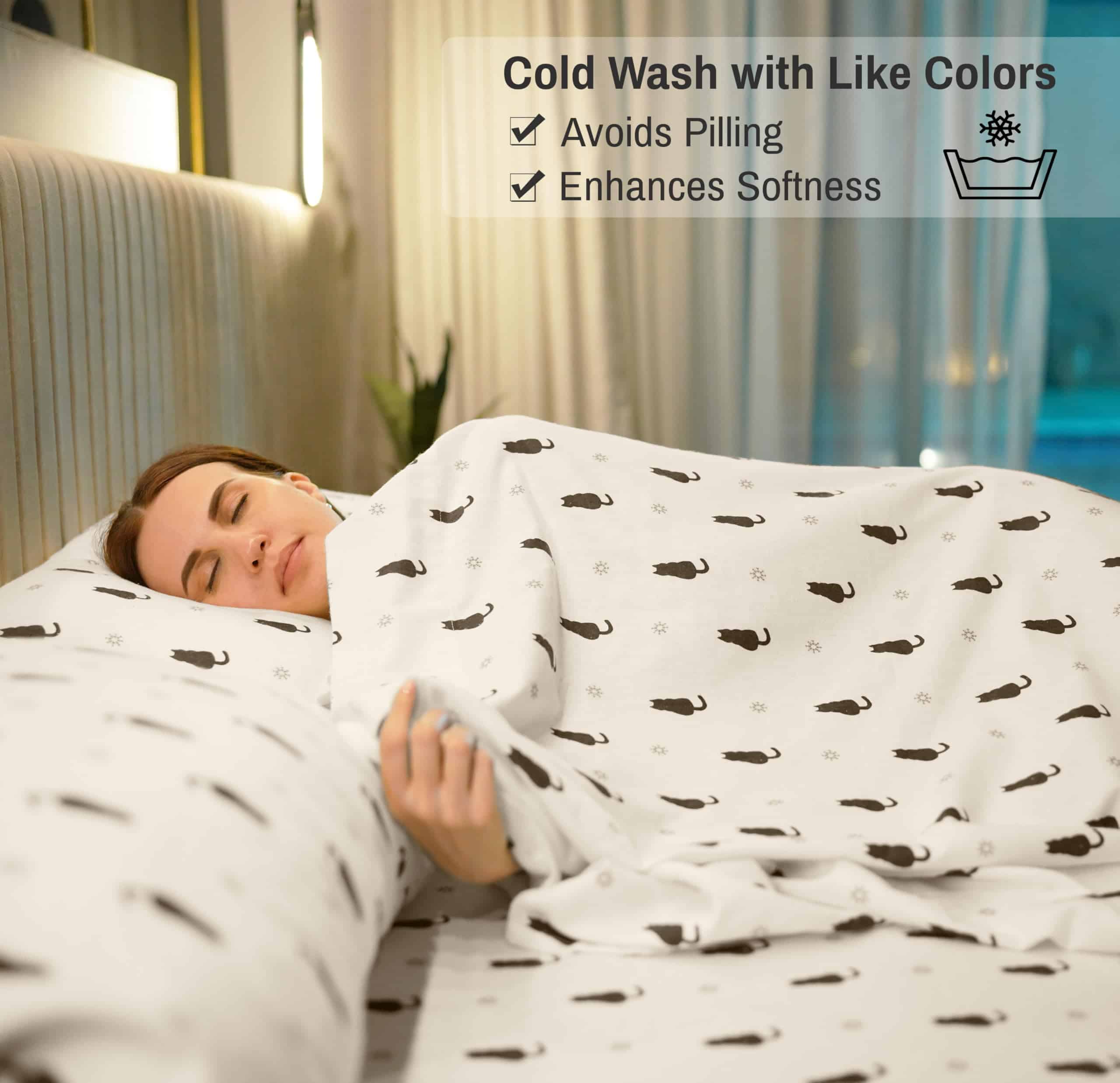 Juego de sábanas de franela RUVANTI tamaño -Negro - Imagen 6