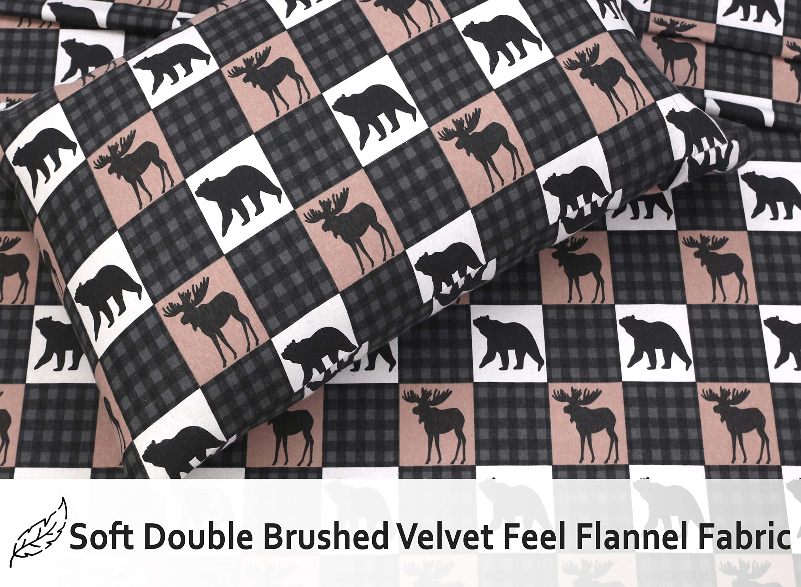 Juego de sábanas de franela RUVANTI tamaño -Cuadros salvajes - Imagen 6