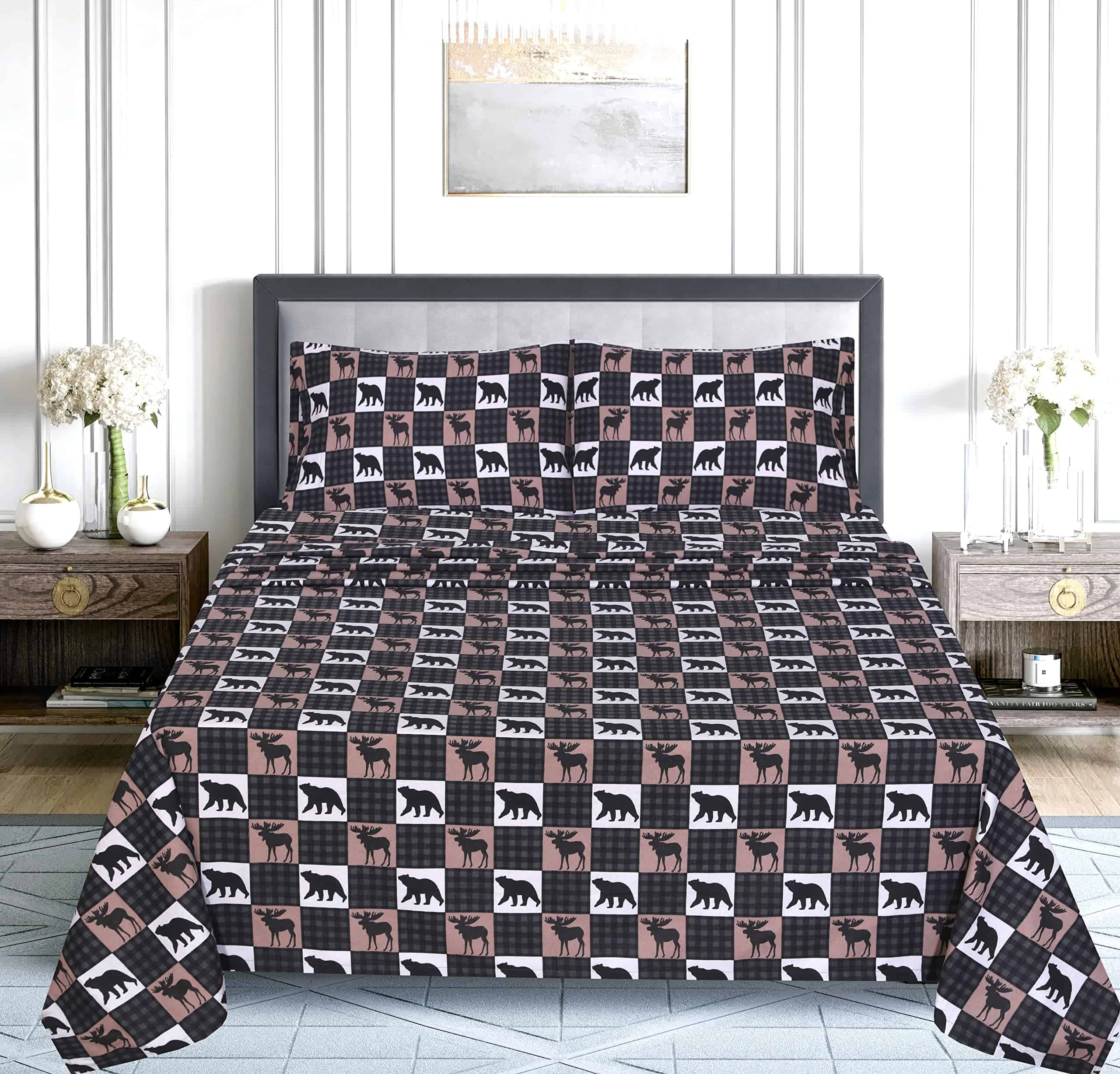 Juego de sábanas de franela RUVANTI tamaño -Cuadros salvajes - Imagen 8