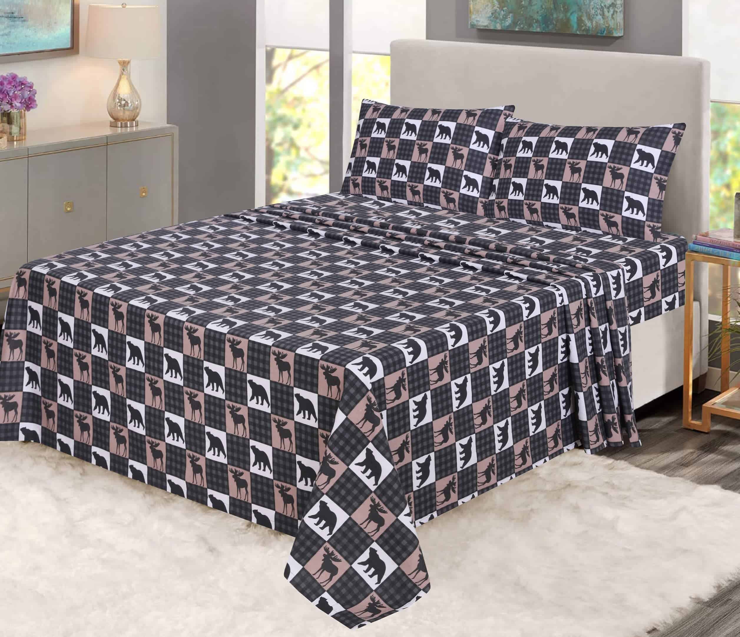 Juego de sábanas de franela RUVANTI tamaño -Cuadros salvajes - Imagen 3