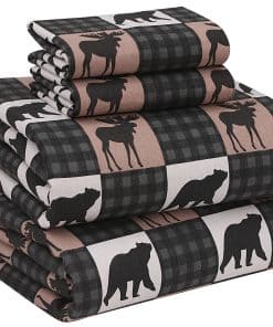 Juego de sábanas de franela RUVANTI tamaño -Cuadros salvajes