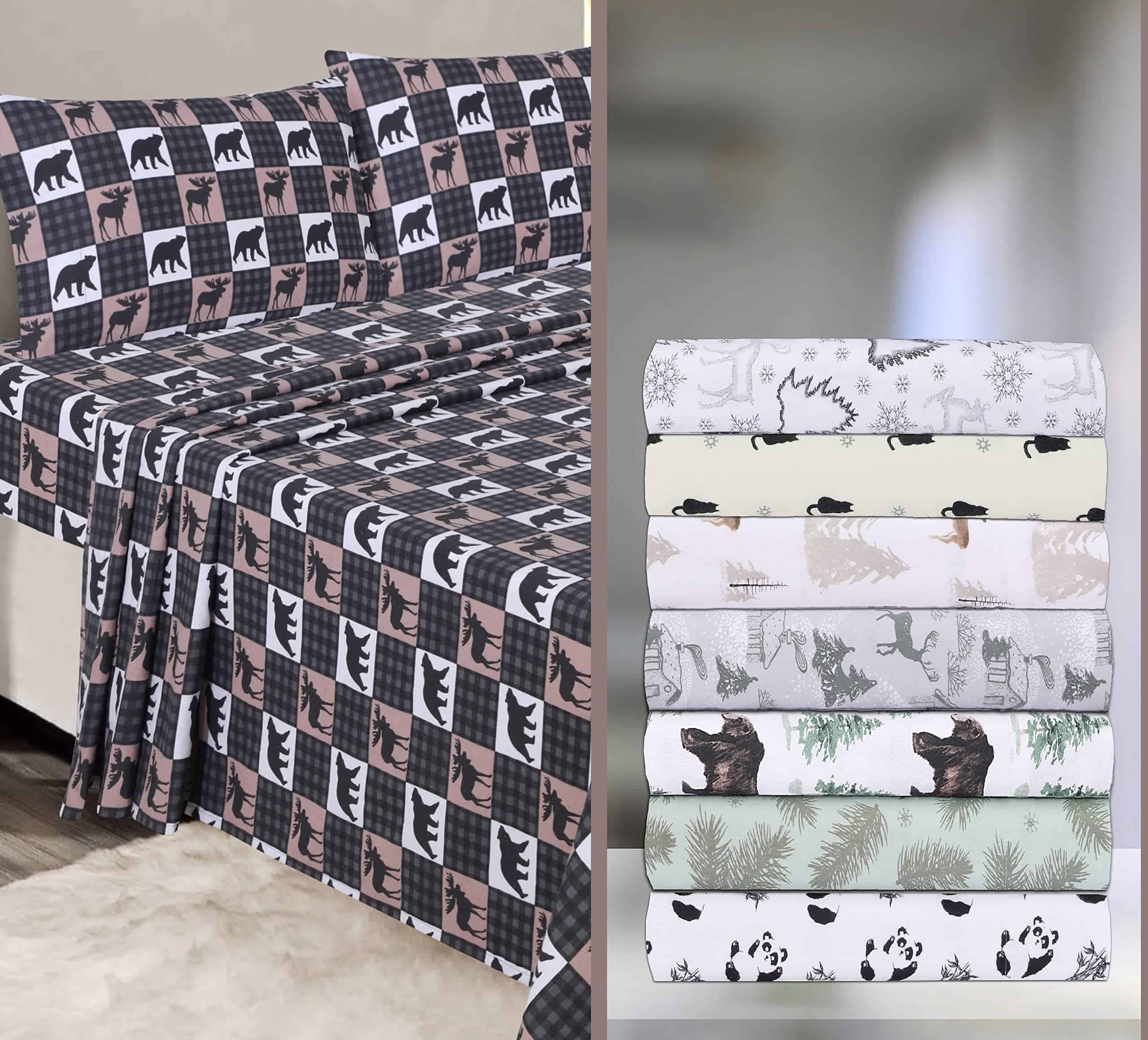 Juego de sábanas de franela RUVANTI tamaño -Cuadros salvajes - Imagen 9