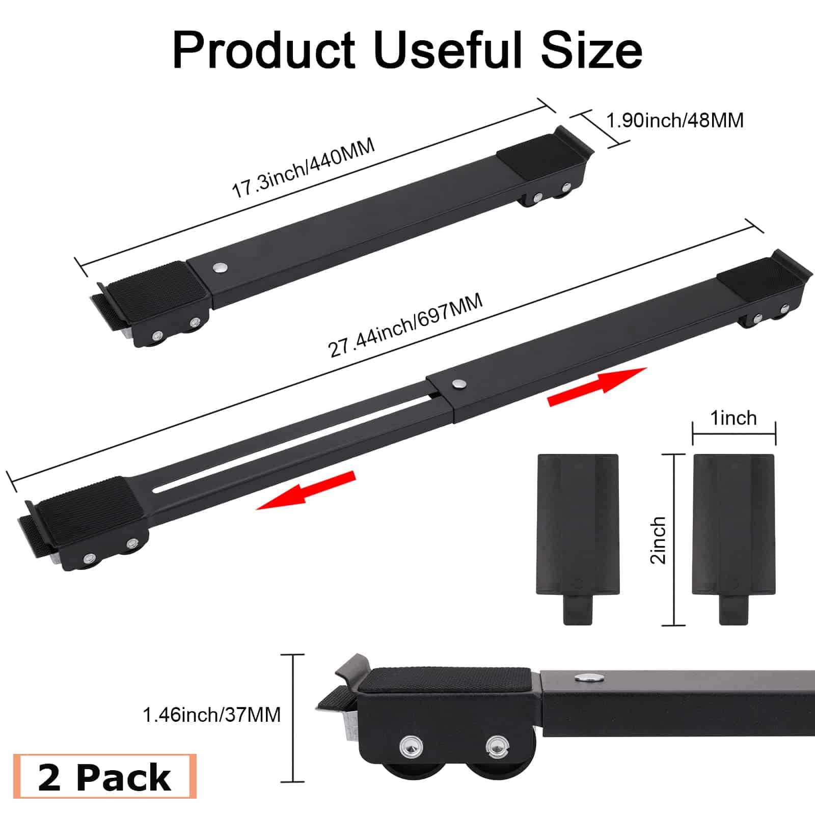 2Pcs Extensible Rodillo Móvil para Electrodomésticos y - Imagen 3