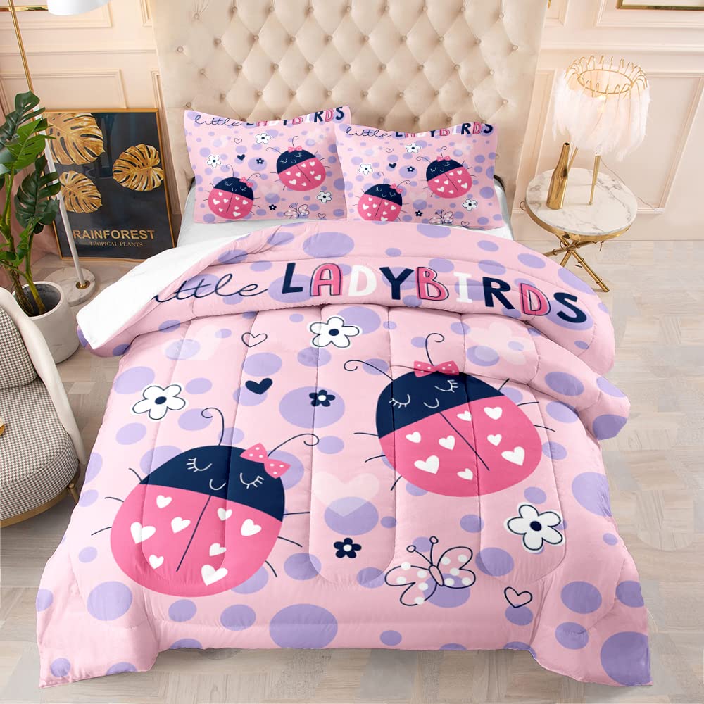 Juego de Edredón 3D Pink Lovely Ladybug Twin, Set de - Imagen 3
