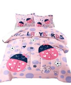 Juego de Edredón 3D Pink Lovely Ladybug Twin, Set de