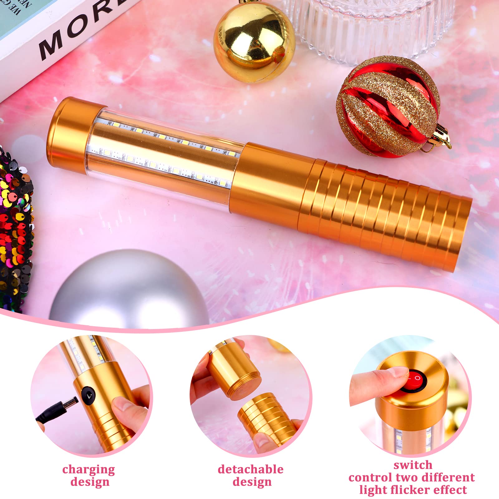 4 Piezas LED Strobe Batón Botella Servicio Chispeantes Luz - Imagen 6