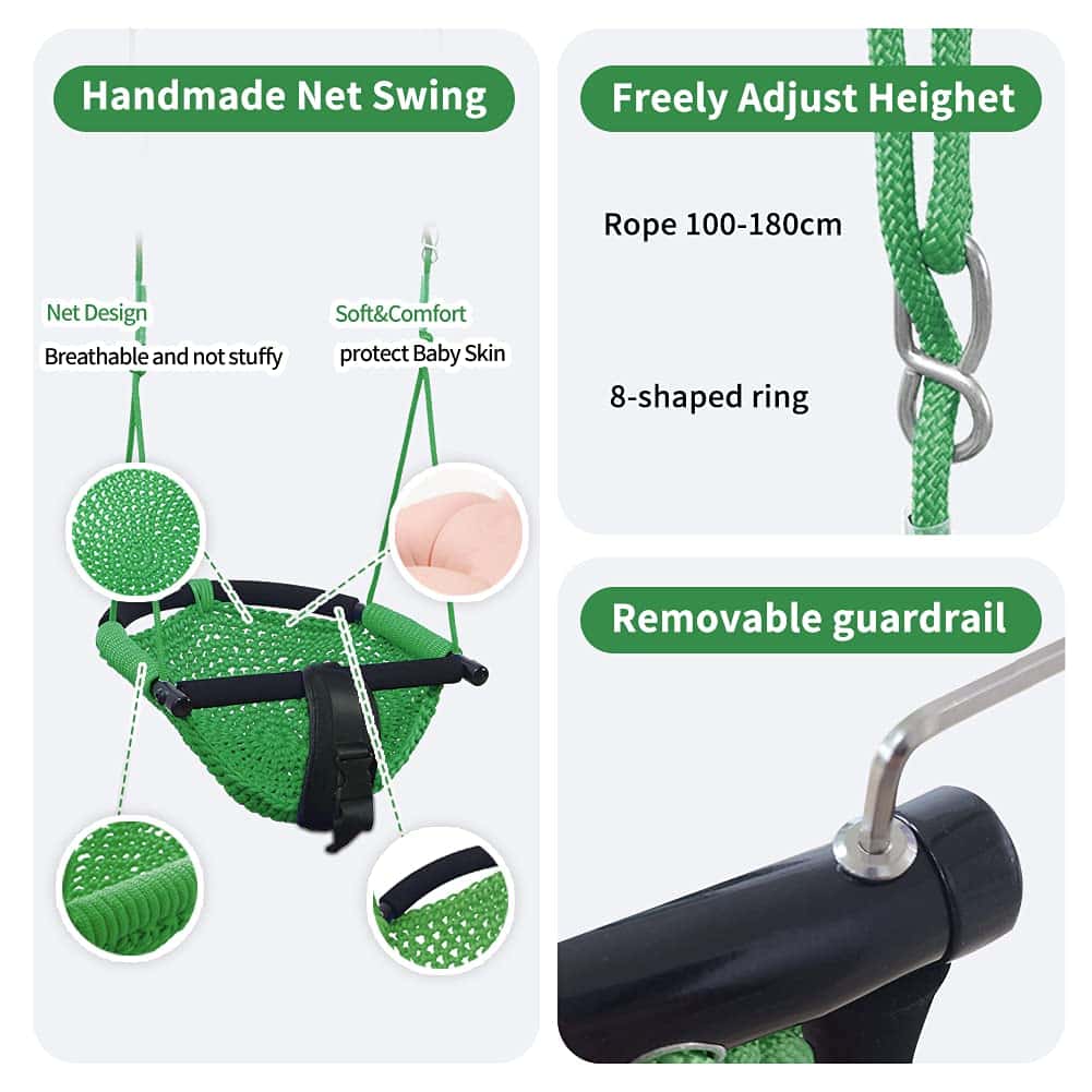 Nets Tribe 2-en-1 Columpio para Niños. Asiento -Verde - Imagen 6