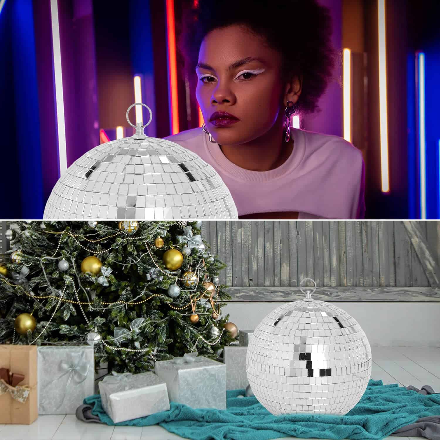 Bola de espejos de 8 pulgadas Reflectante para luces de - Imagen 6