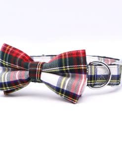 Collar con Pajarita para Perro en Tártan Blanco Tweed