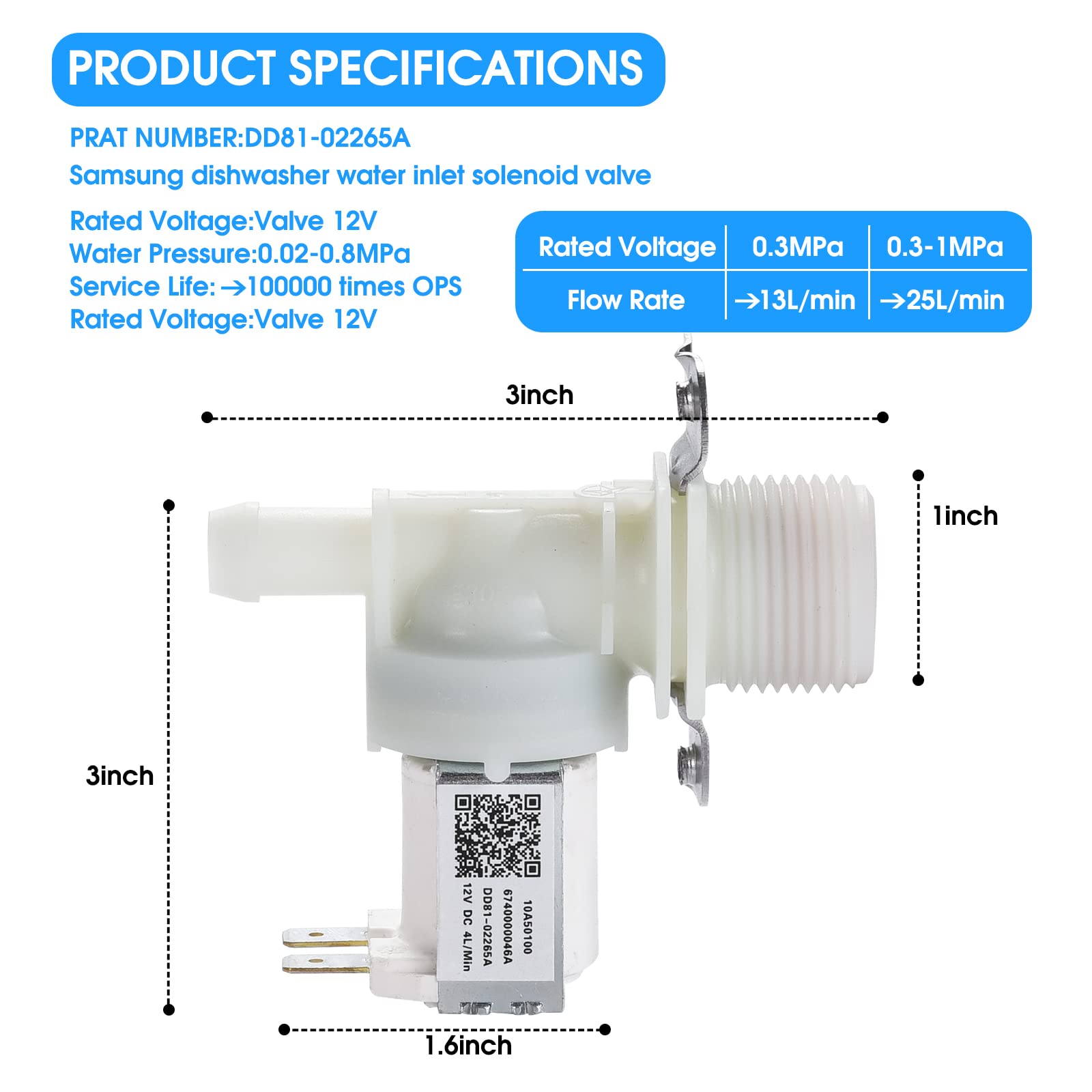 Válvula de Entrada de Agua para Lavavajillas -40000046A - Imagen 5
