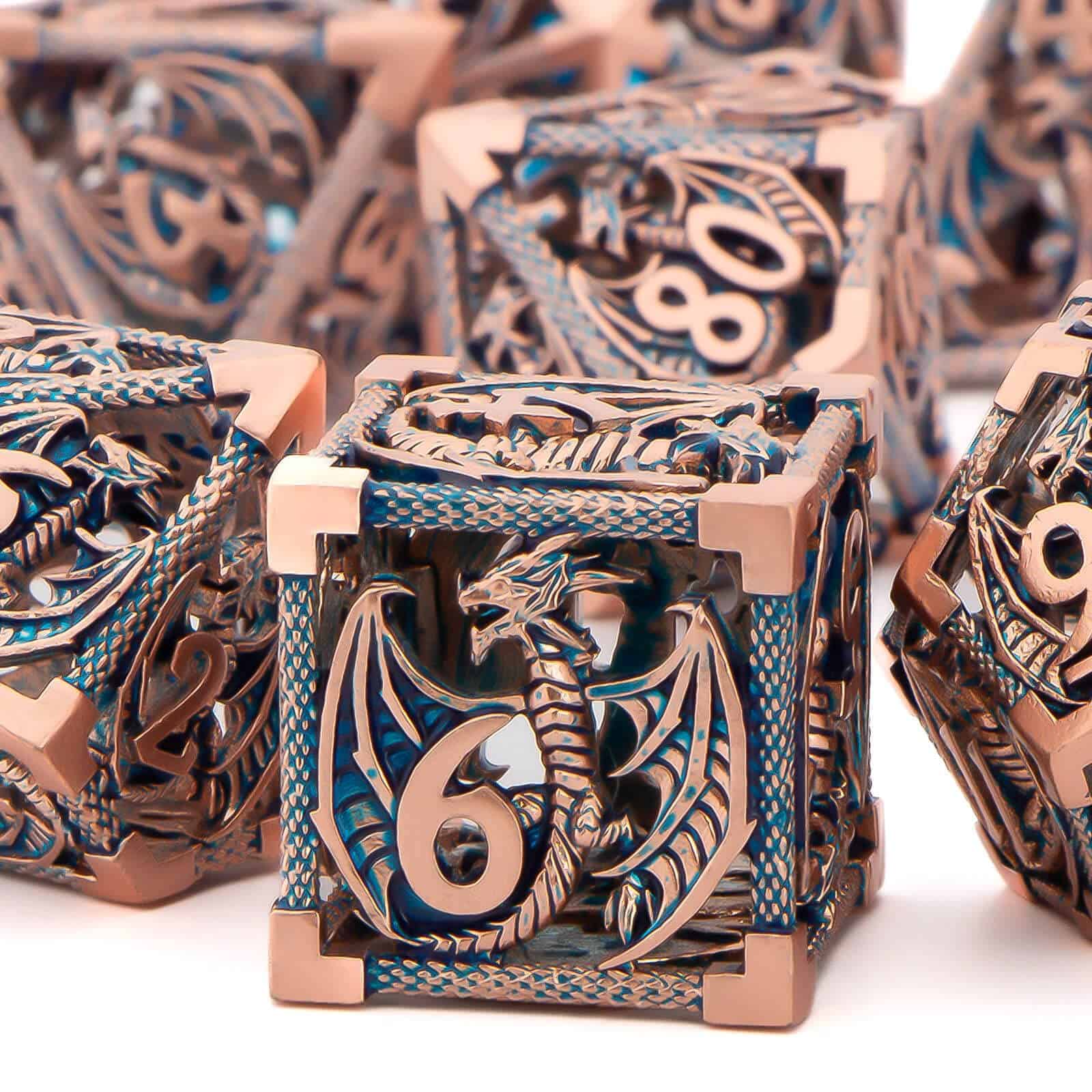 Set de Dados Huecos de Metal KERWELLSI, Set -Dorado Azul