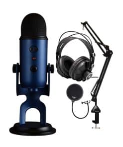 Micrófono USB Blue Yeti (Azul Medianoche) con auriculares y