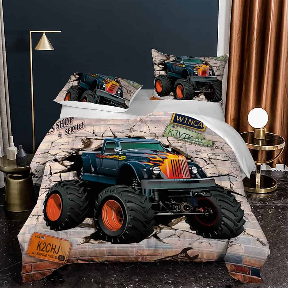 Juego de Edredón para Gemelos de 3D Cartoon Monster Trucks, - Imagen 3